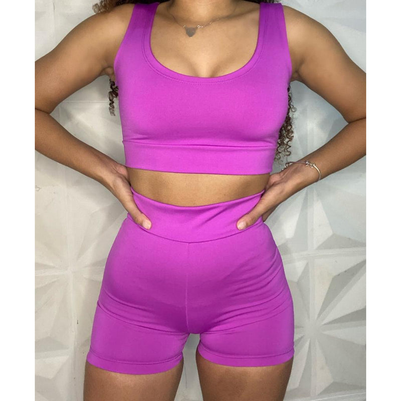 Conjunto Short Cintura Alta e Top Academia Sem Bojo