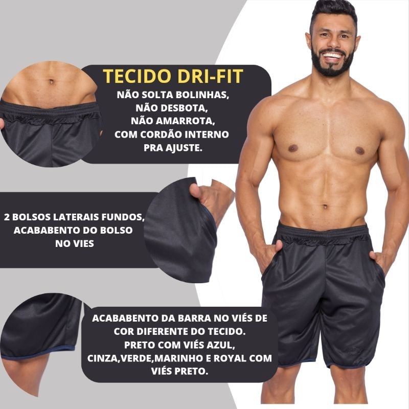 Kit 3 Bermudas Masculinas Corrida Academia